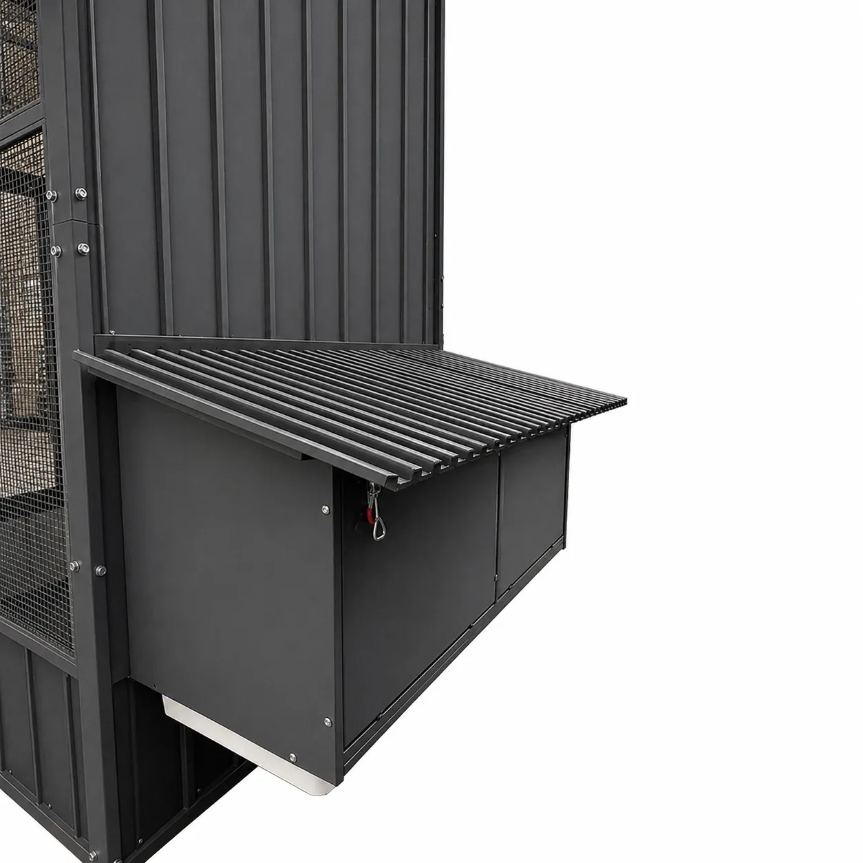 Chicken coop attachment lid down