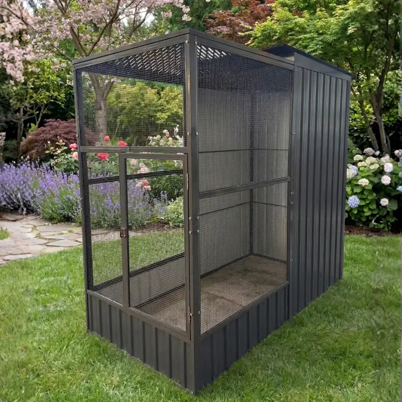 Medium bird aviary insulated peak roof