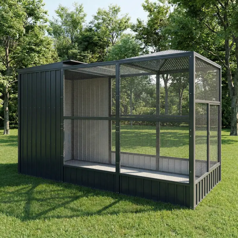 Large bird aviary mixed roof