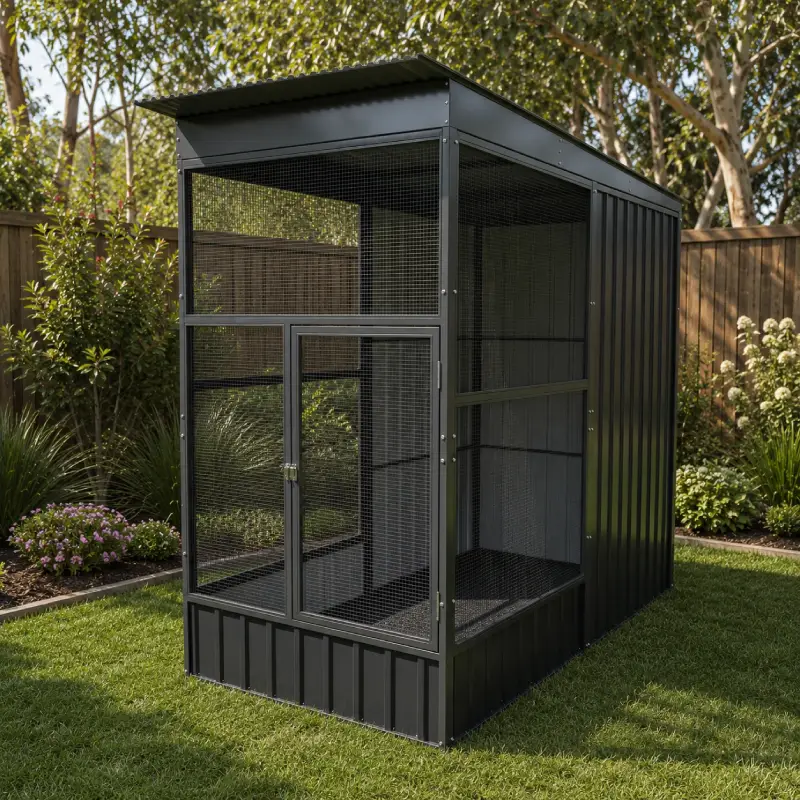 Outdoor cat enclosure insulated roof
