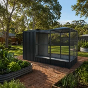 Large outdoor cat enclosure insulated roof