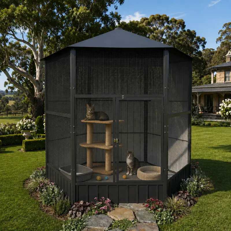 6 sided gazebo outdoor cat enclosure