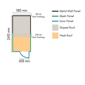 Outdoor pet enclosure insulated peak roof