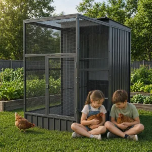 chicken coop with kids