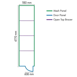 1x4 Open top dog enclosure floor plan
