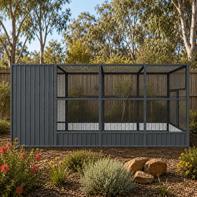 Open top dog enclosure wind break 1x4
